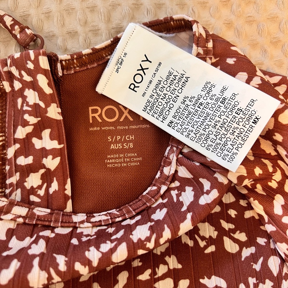 Roxy Brown and White One Piece Swimsuit